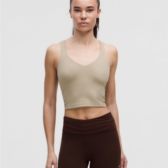 lululemon athletica Tops - Lululemon Align Tank Crop Built In Bra Oak Grey Size 8 LW1DUVS